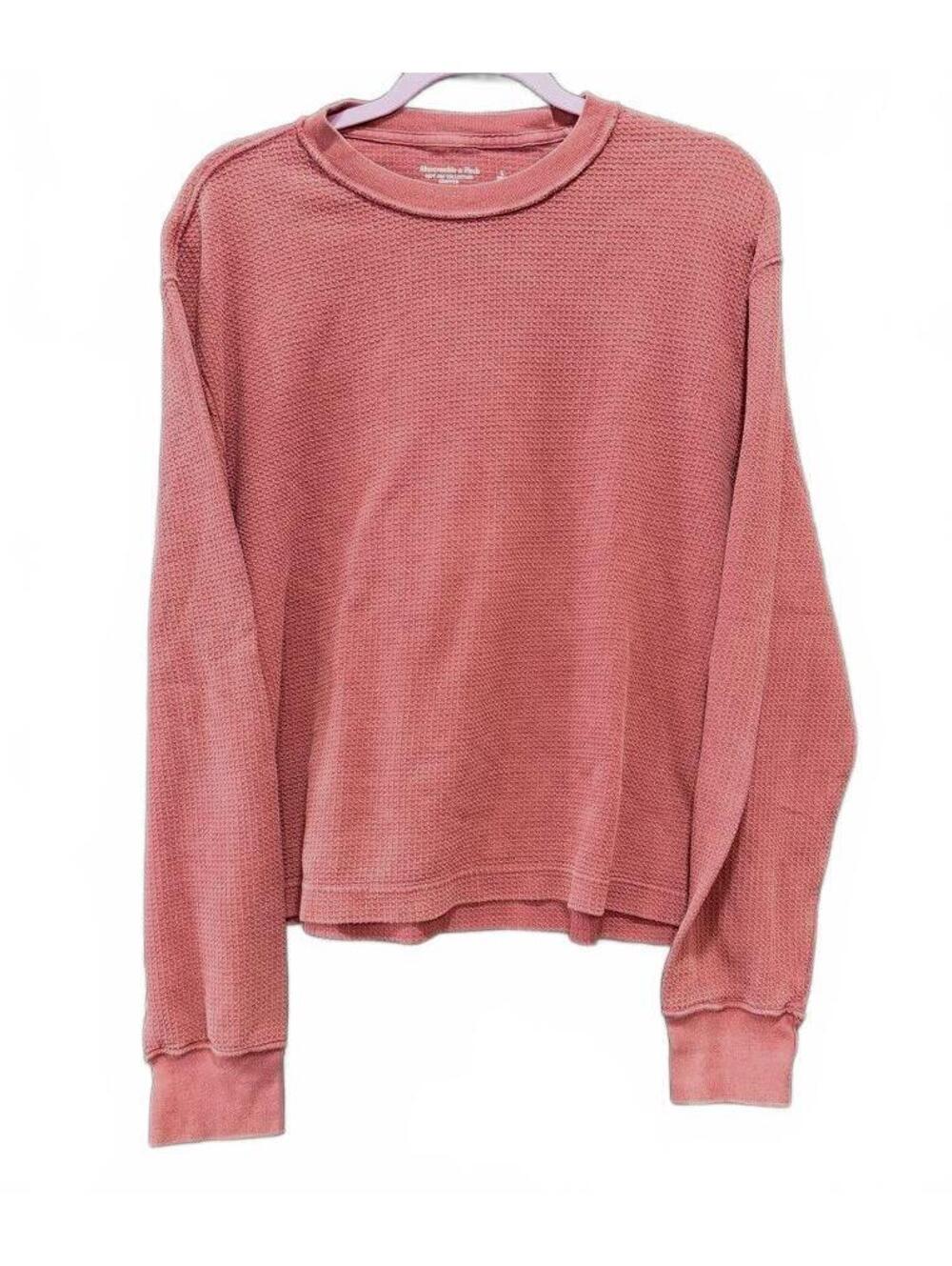 Abercrombie & Fitch SoftAF Cropped Waffle Long Sleeve Top Large Mauve Brown